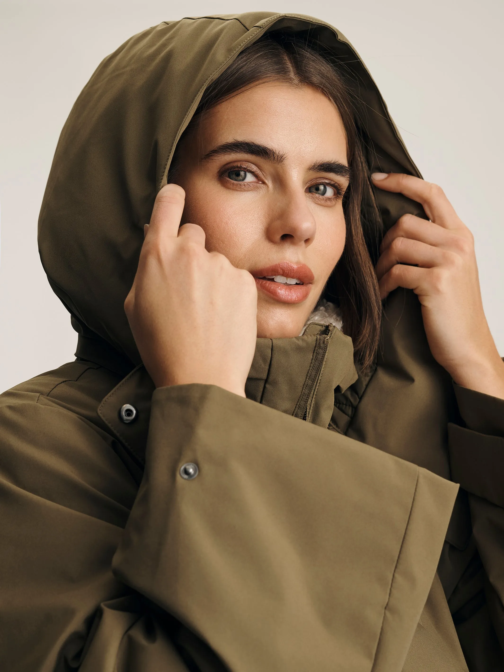 Women's Hooded Puffer Jacket in Dusky Green sold by Brooklyn Industries product image thumbnail 5