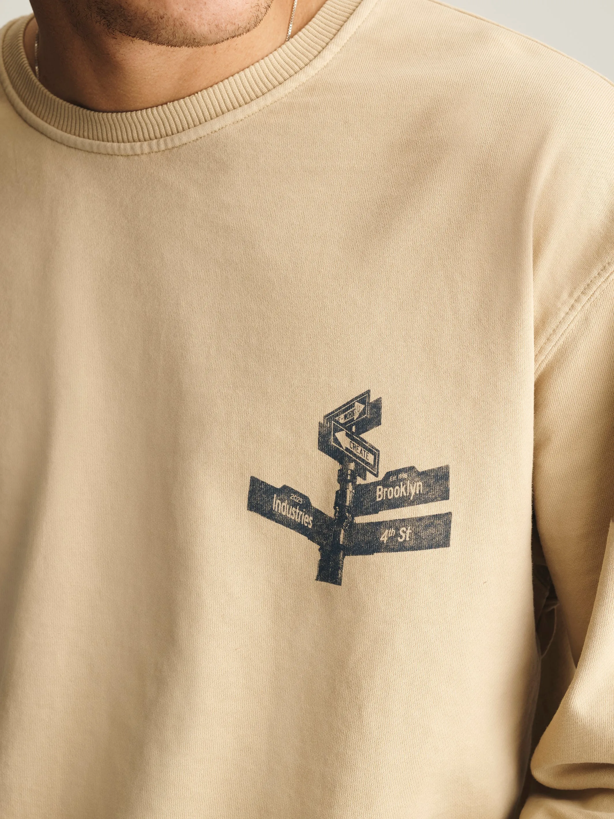 Men's Brooklyn Street Sign Sweatshirt in Irish Cream sold by Brooklyn Industries product image thumbnail 5