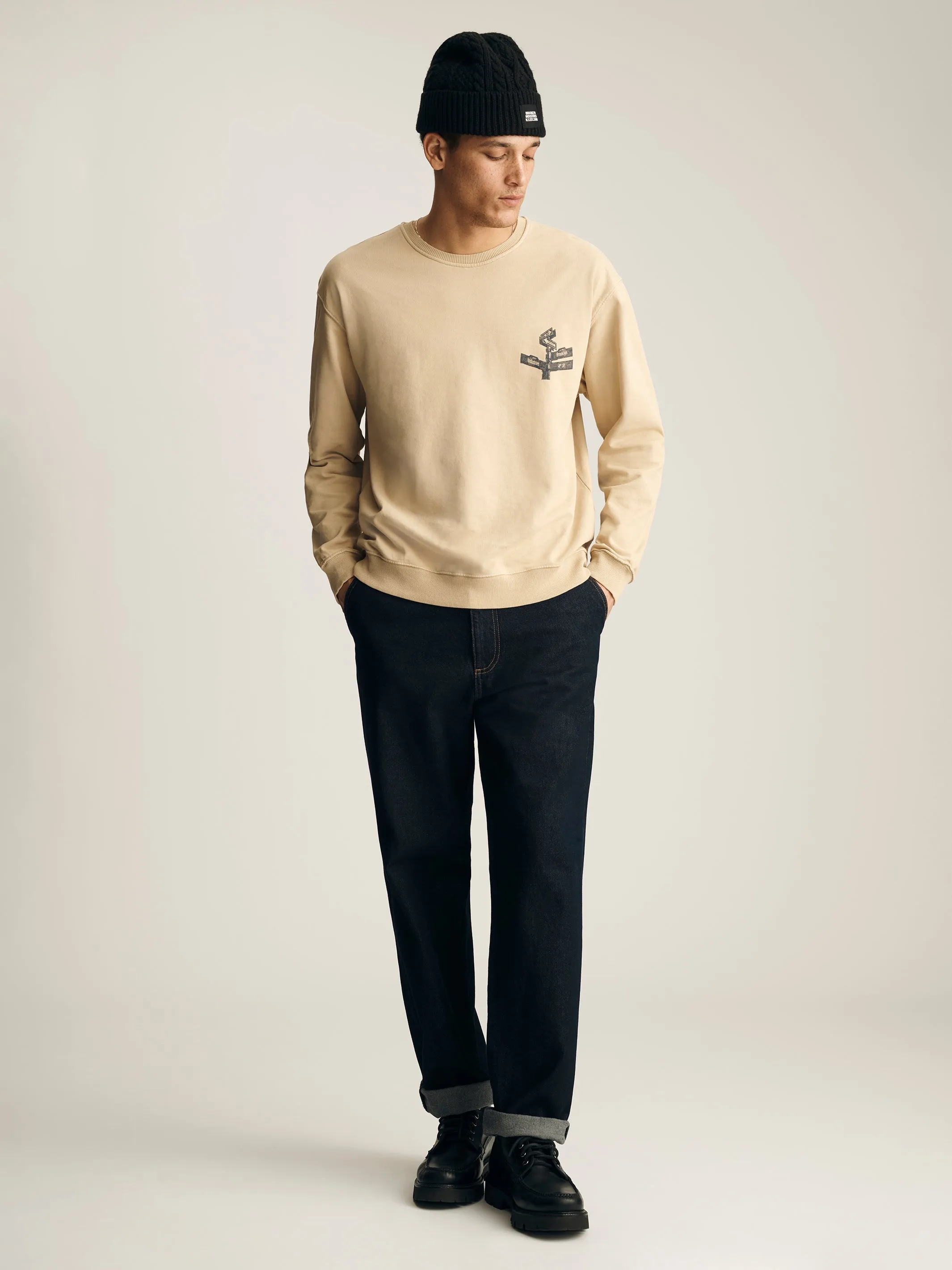 Men's Brooklyn Street Sign Sweatshirt in Irish Cream sold by Brooklyn Industries product image thumbnail 2