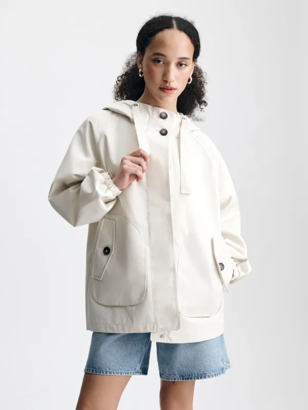 Women's Hooded Utility Jacket in Silver Birch made by Brooklyn Industries