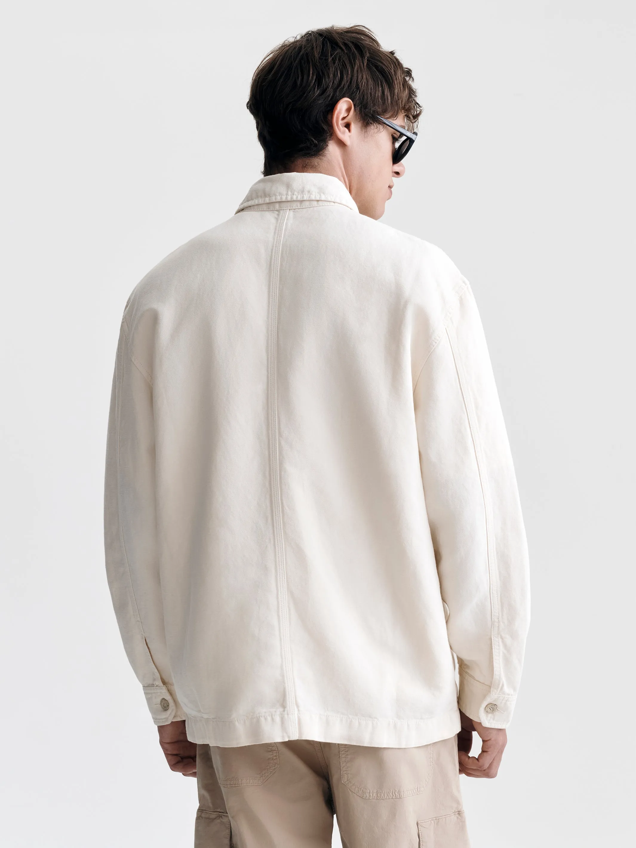 Men's Linen Utility Overshirt in Sandshell sold by Brooklyn Industries product image thumbnail 2