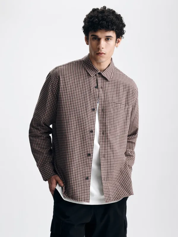 Men's Long Sleeve Plaid Shirt in Black Check made by Brooklyn Industries