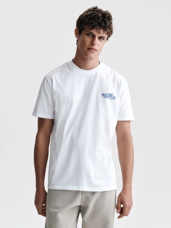Men's Logo T-Shirt in White made by Brooklyn Industries