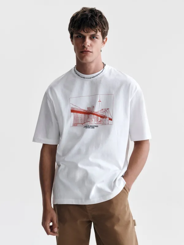 Men's Brooklyn Bridge T-Shirt in White made by Brooklyn Industries