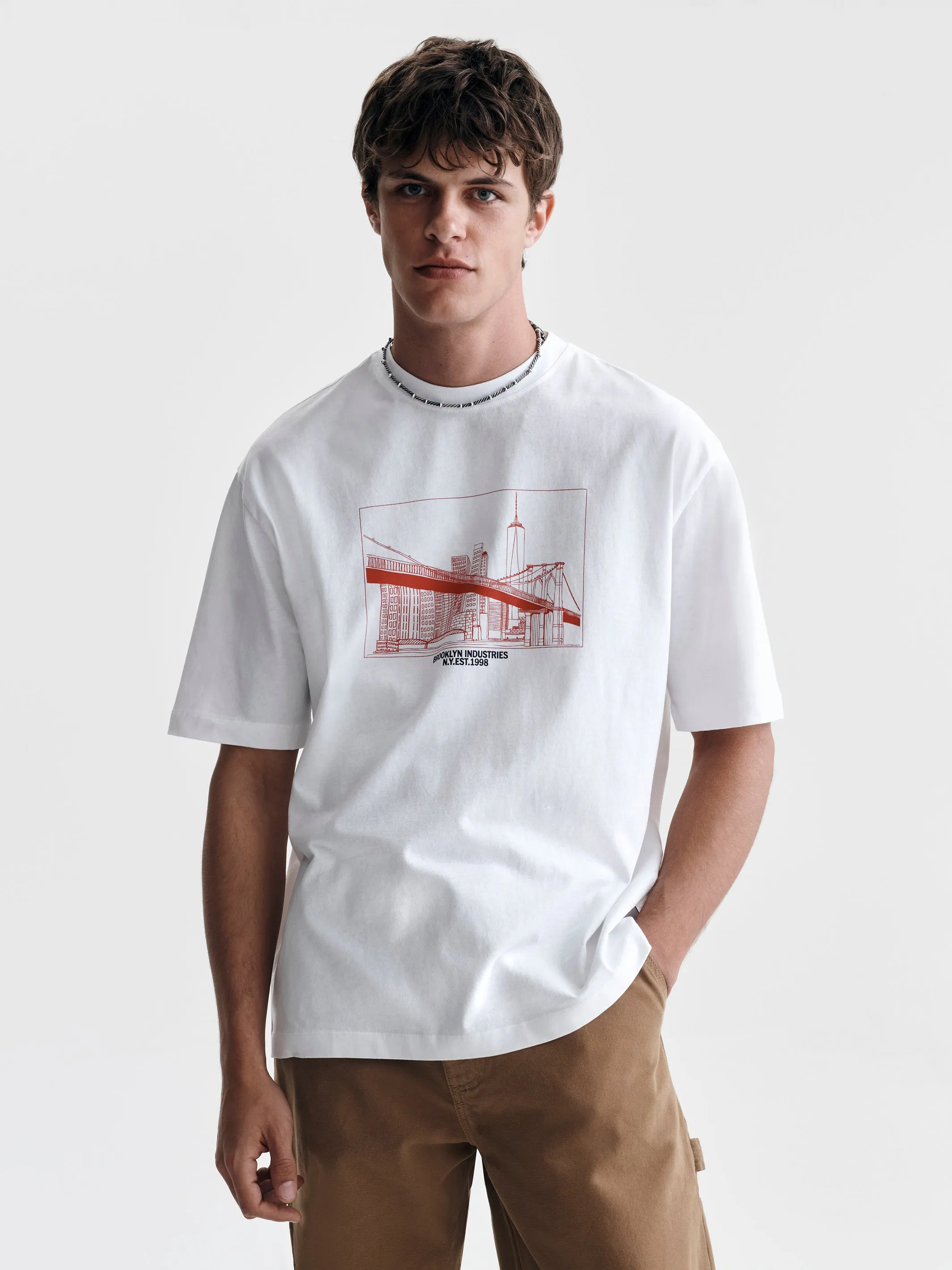 Men's Brooklyn Bridge T-Shirt in White sold by Brooklyn Industries
