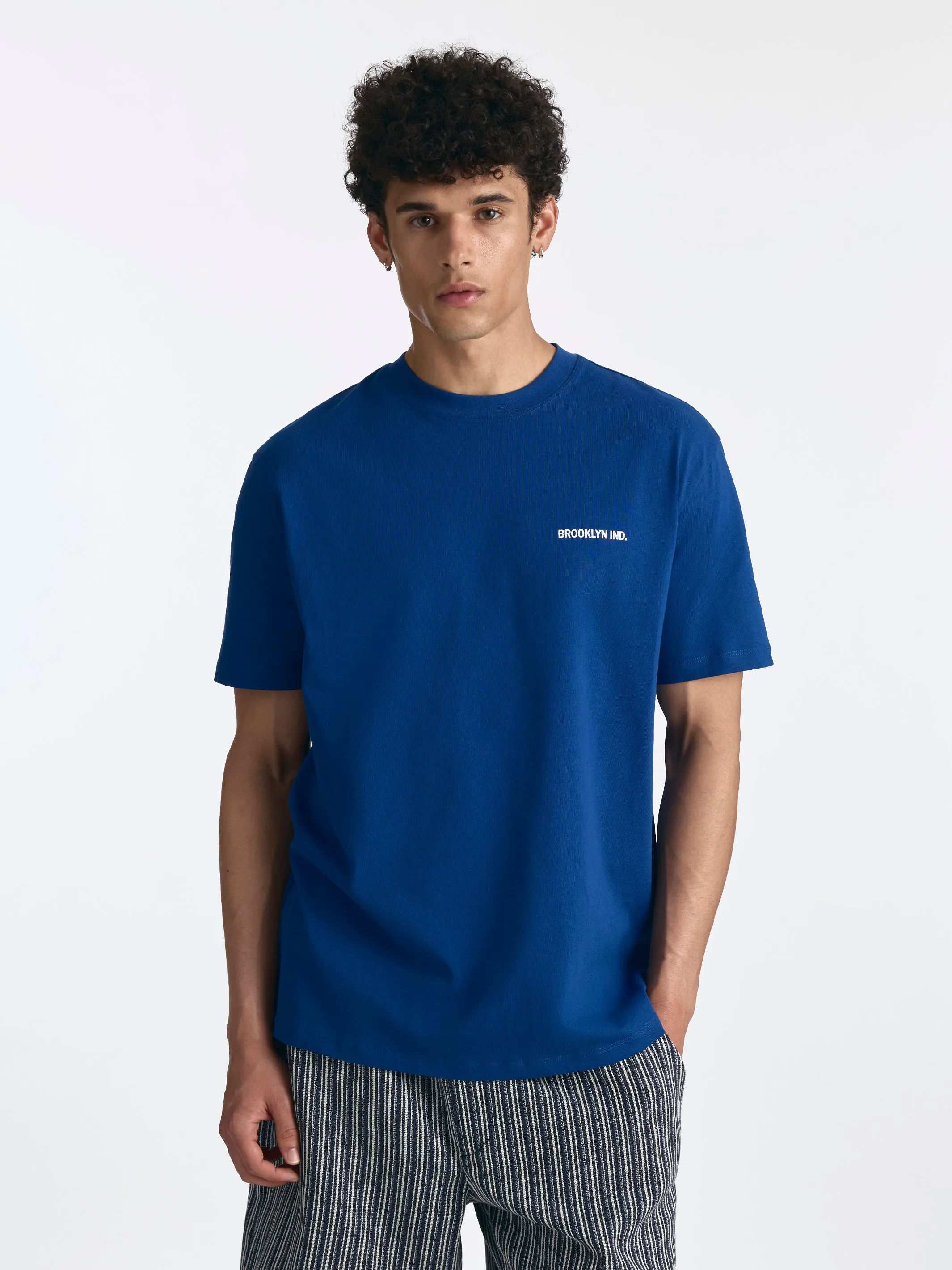 Men's Logo T-Shirt in Navy Peony sold by Brooklyn Industries