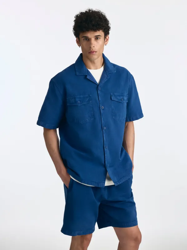 Men's Short Sleeve Shirt in Navy Peony made by Brooklyn Industries