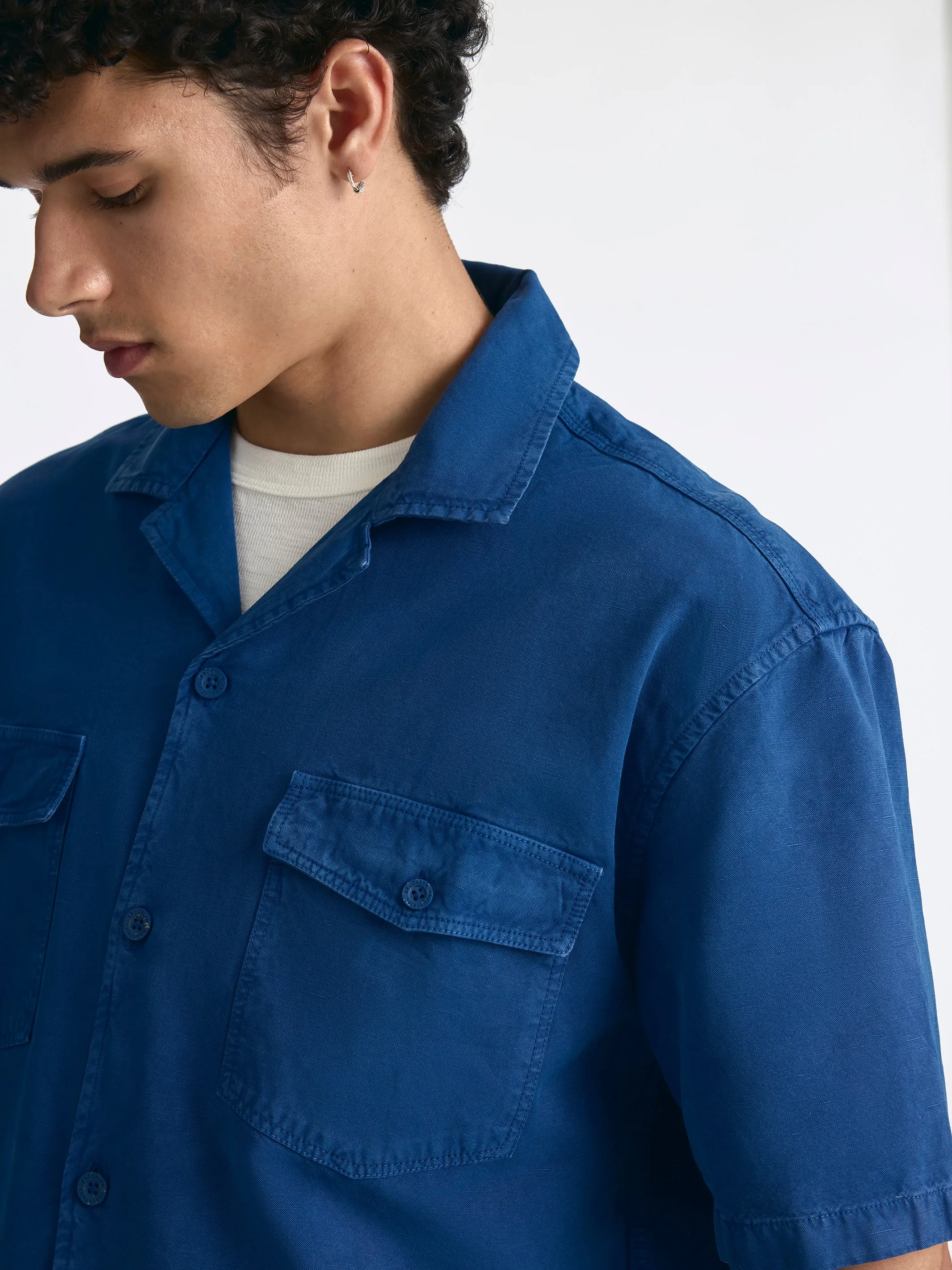 Men's Short Sleeve Shirt in Navy Peony sold by Brooklyn Industries product image thumbnail 3