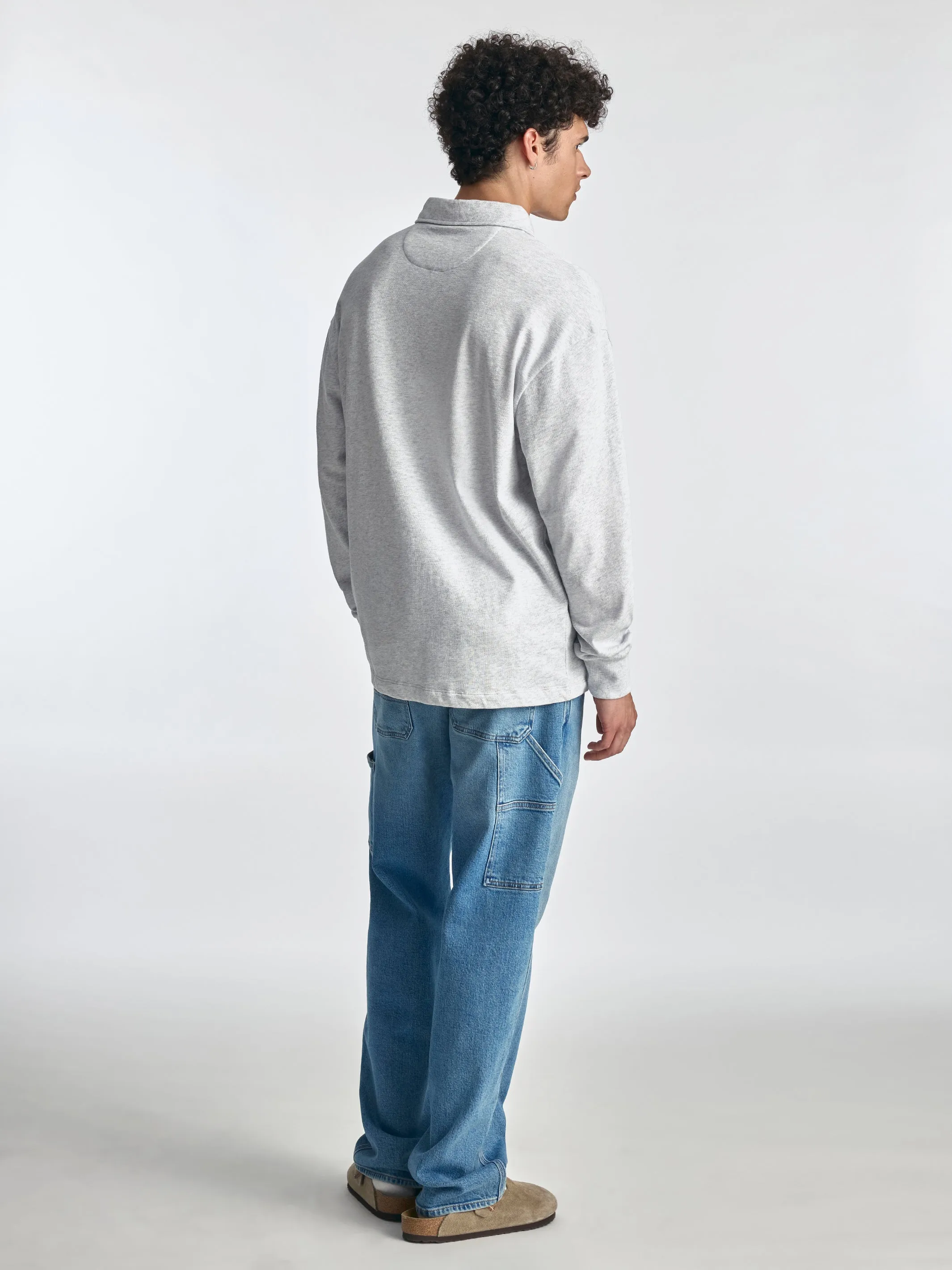 Men's Polo Sweatshirt in Grey Melange sold by Brooklyn Industries product image thumbnail 5