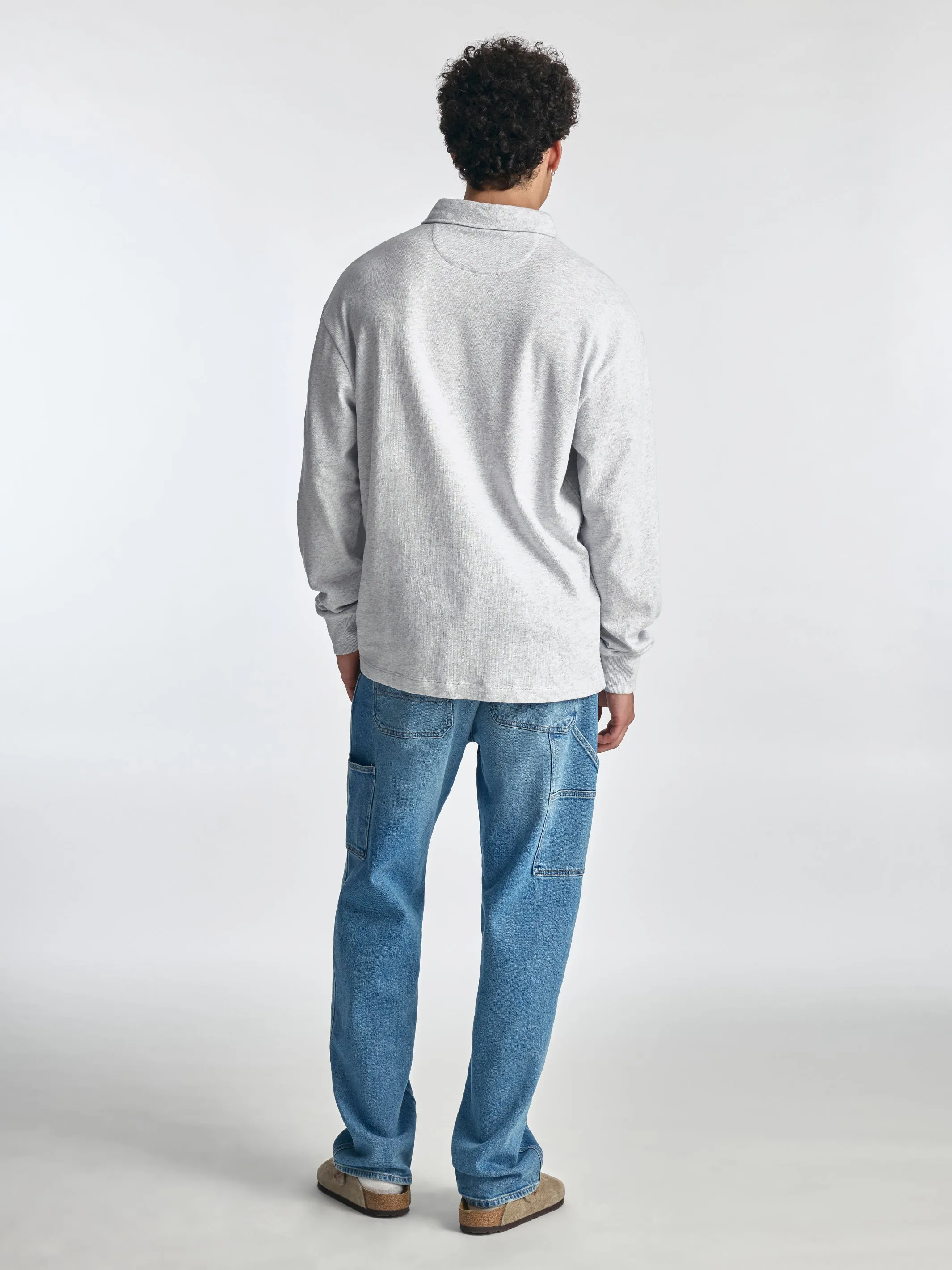 Men's Polo Sweatshirt in Grey Melange sold by Brooklyn Industries product image thumbnail 3