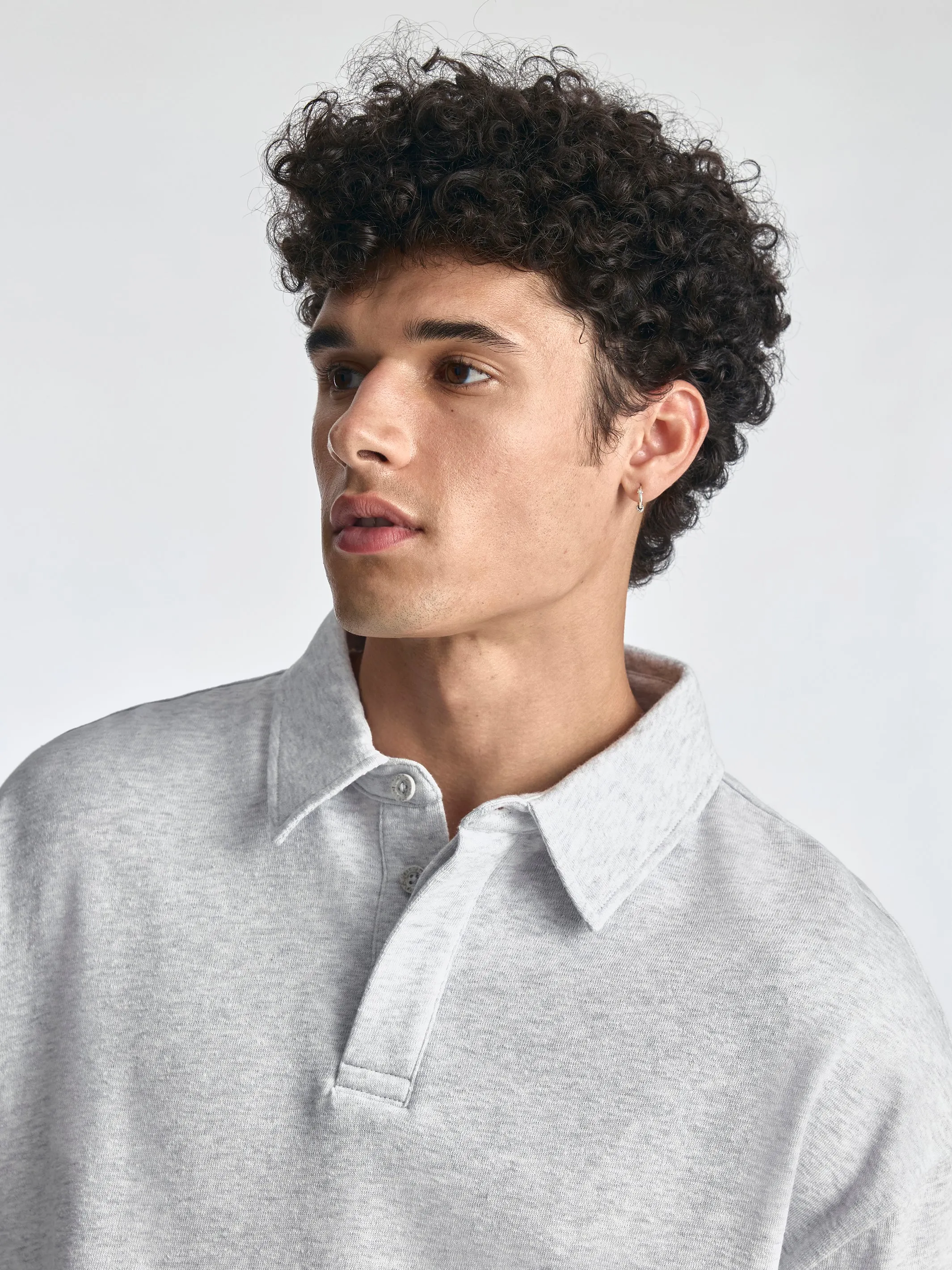 Men's Polo Sweatshirt in Grey Melange sold by Brooklyn Industries product image thumbnail 2