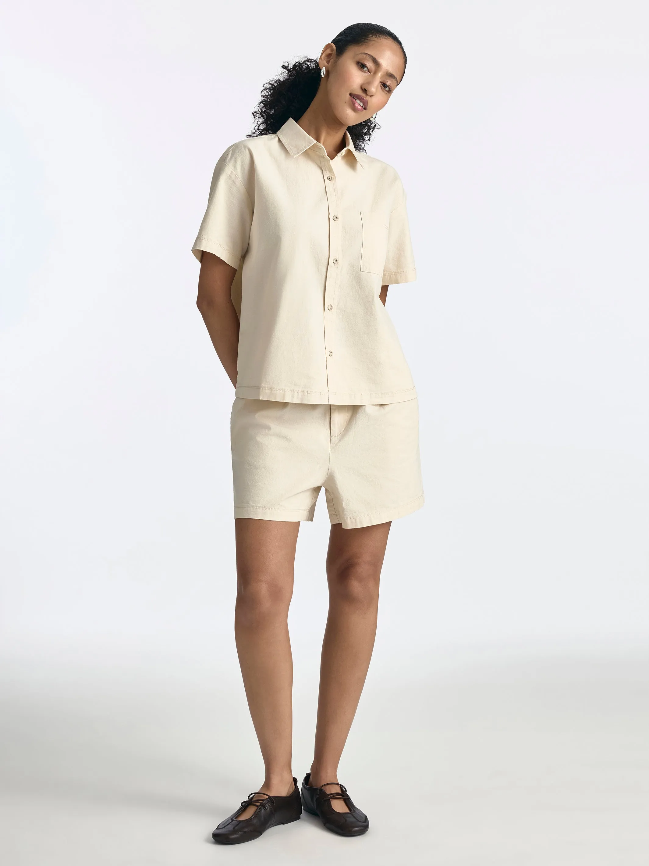 Women's Short Sleeve Shirt in Sandshell sold by Brooklyn Industries product image thumbnail 5