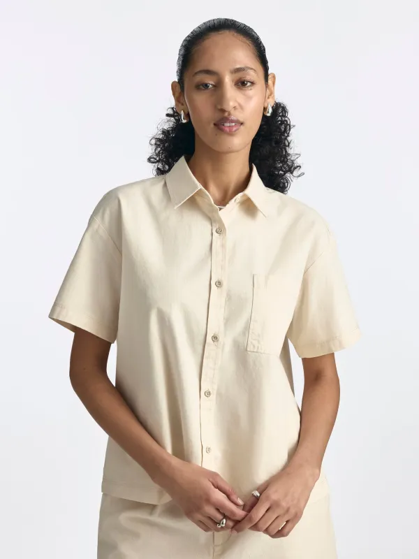Women's Short Sleeve Shirt in Sandshell made by Brooklyn Industries