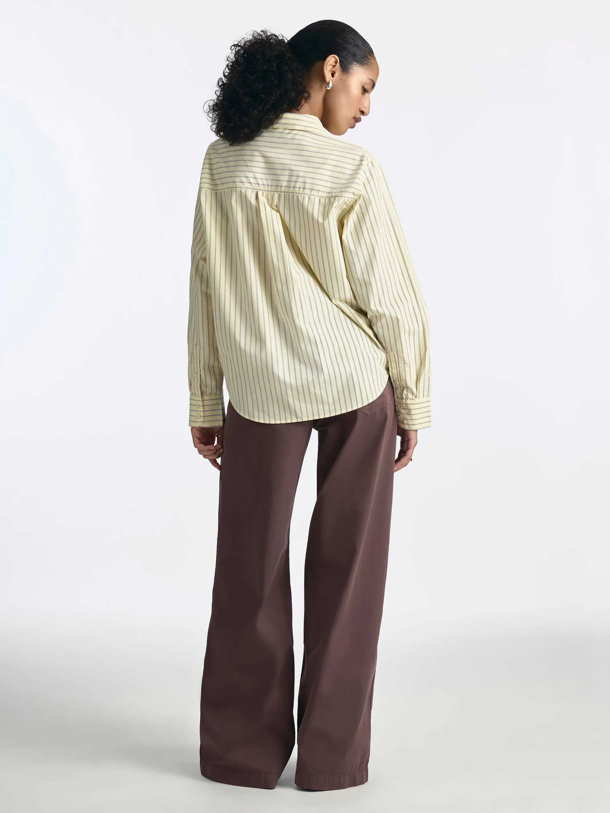 Women's Long Sleeve Striped Shirt in Pastel Yellow Stripe sold by Brooklyn Industries product image thumbnail 5