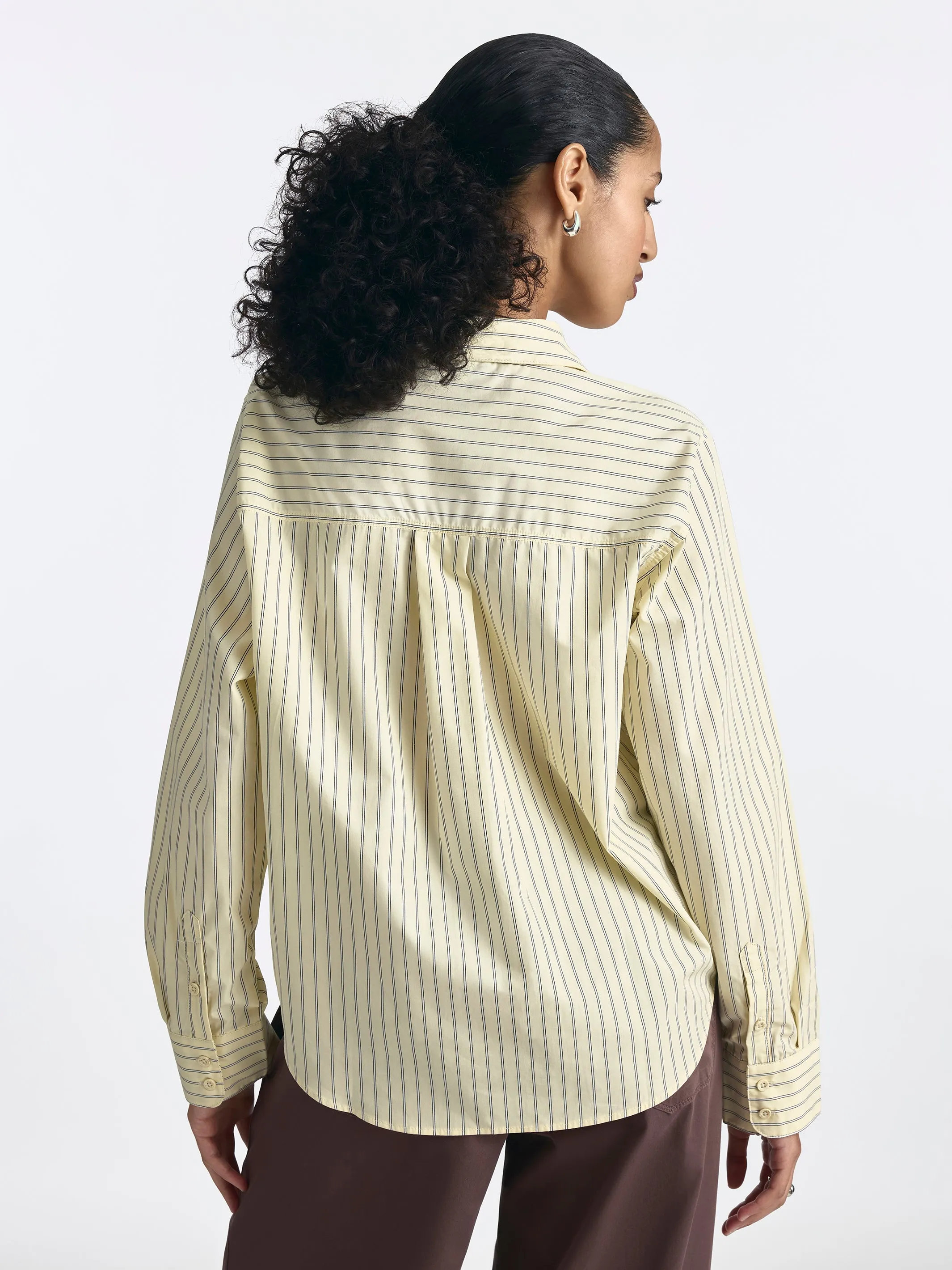 Women's Long Sleeve Striped Shirt in Pastel Yellow Stripe sold by Brooklyn Industries product image thumbnail 2