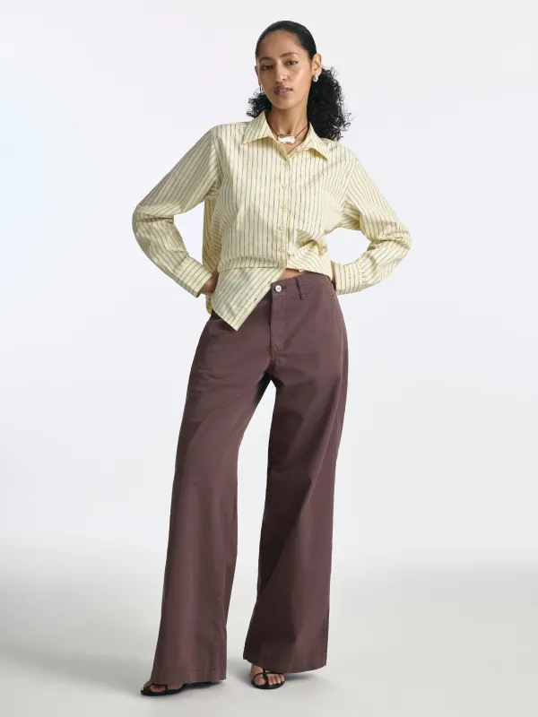 Women's Lorimer Wide Leg Chino Pants in French Roast Colored Papertouch made by Brooklyn Industries