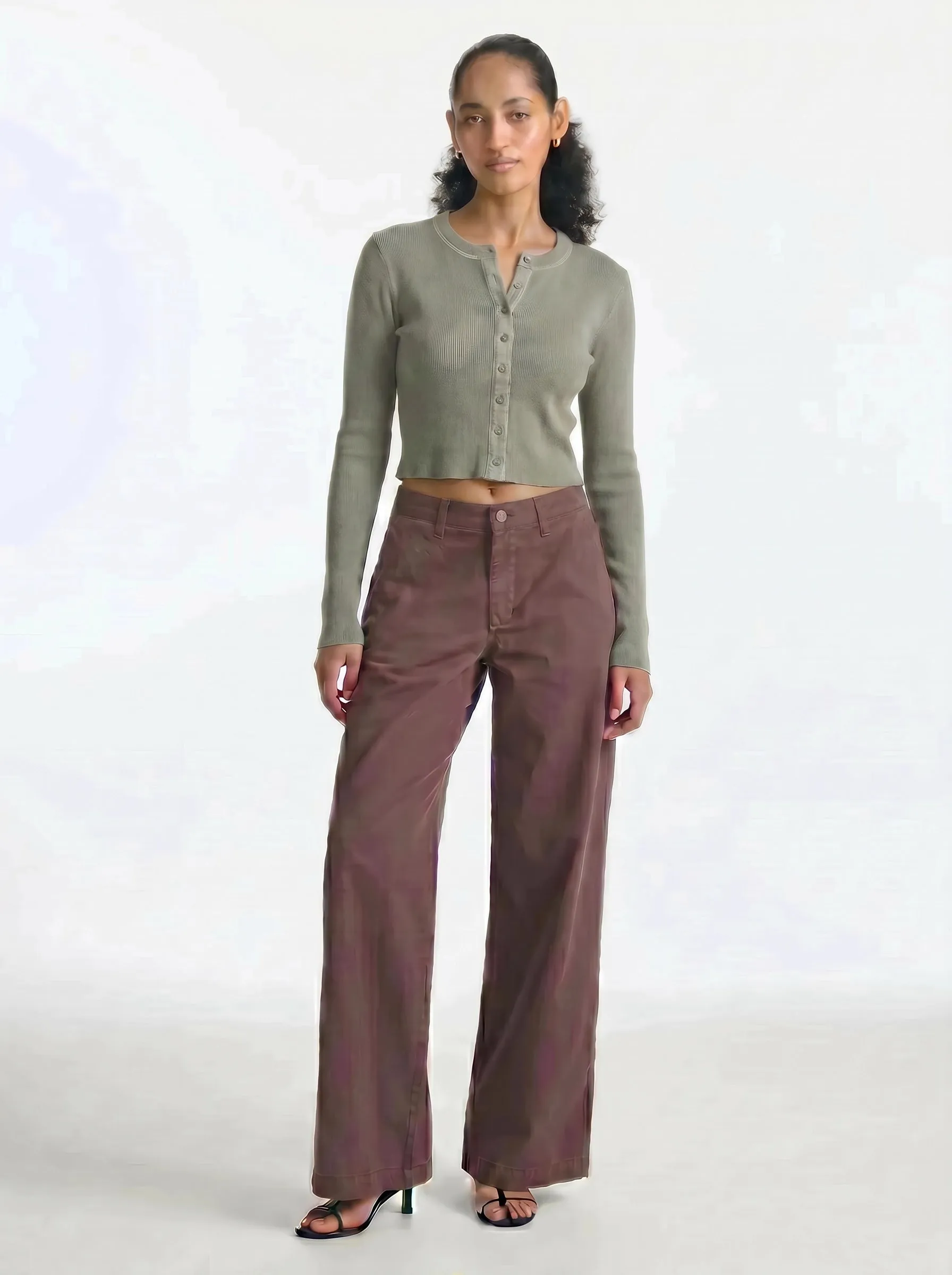 Women's Ribbed Button-Up T-Shirt in Shadow sold by Brooklyn Industries product image thumbnail 3