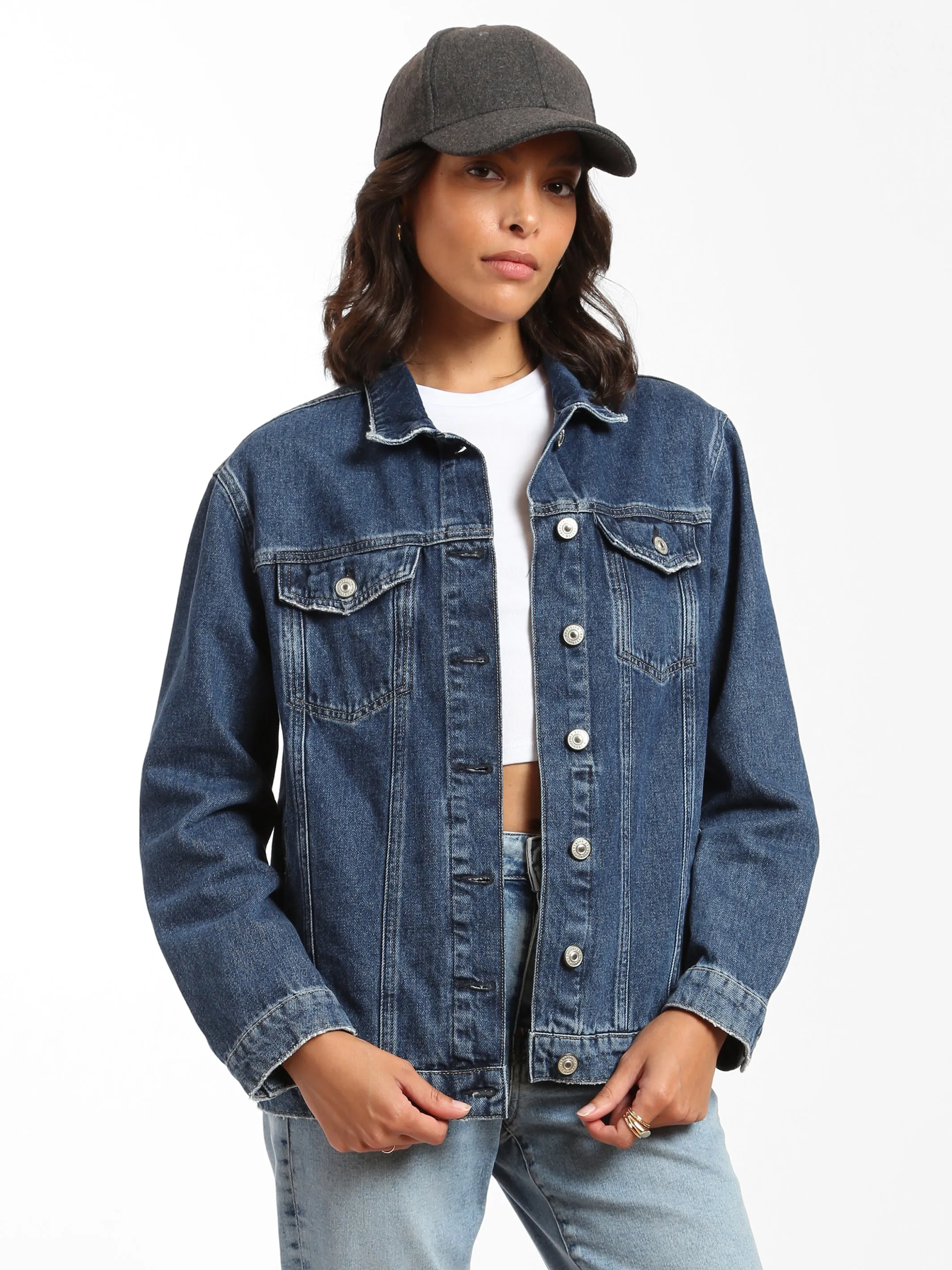 River Denim Jacket in Dark Denim sold by Brooklyn Industries