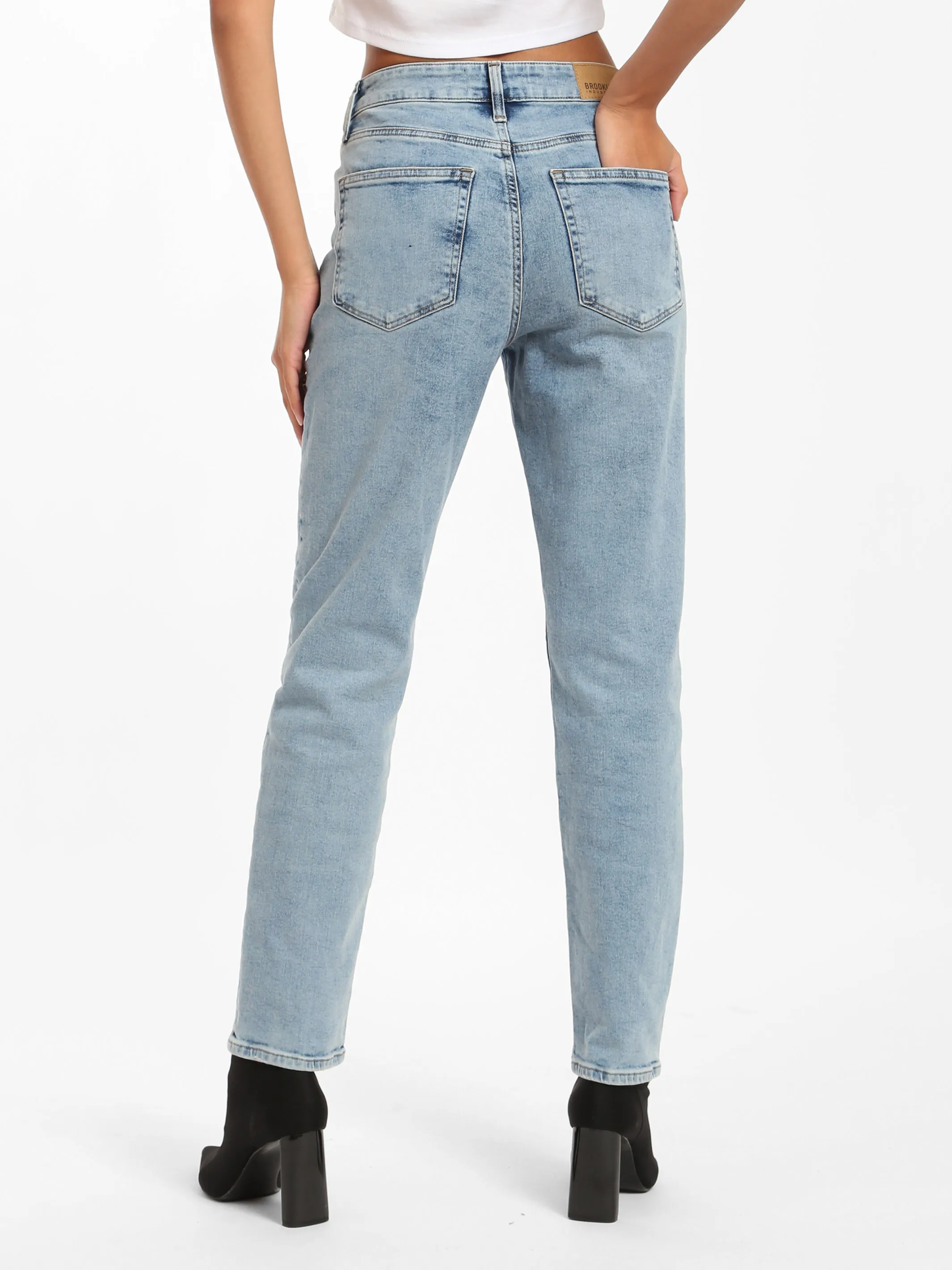 Liberty Girlfriend Jeans in Light Destroyed Denim sold by Brooklyn Industries product image thumbnail 2