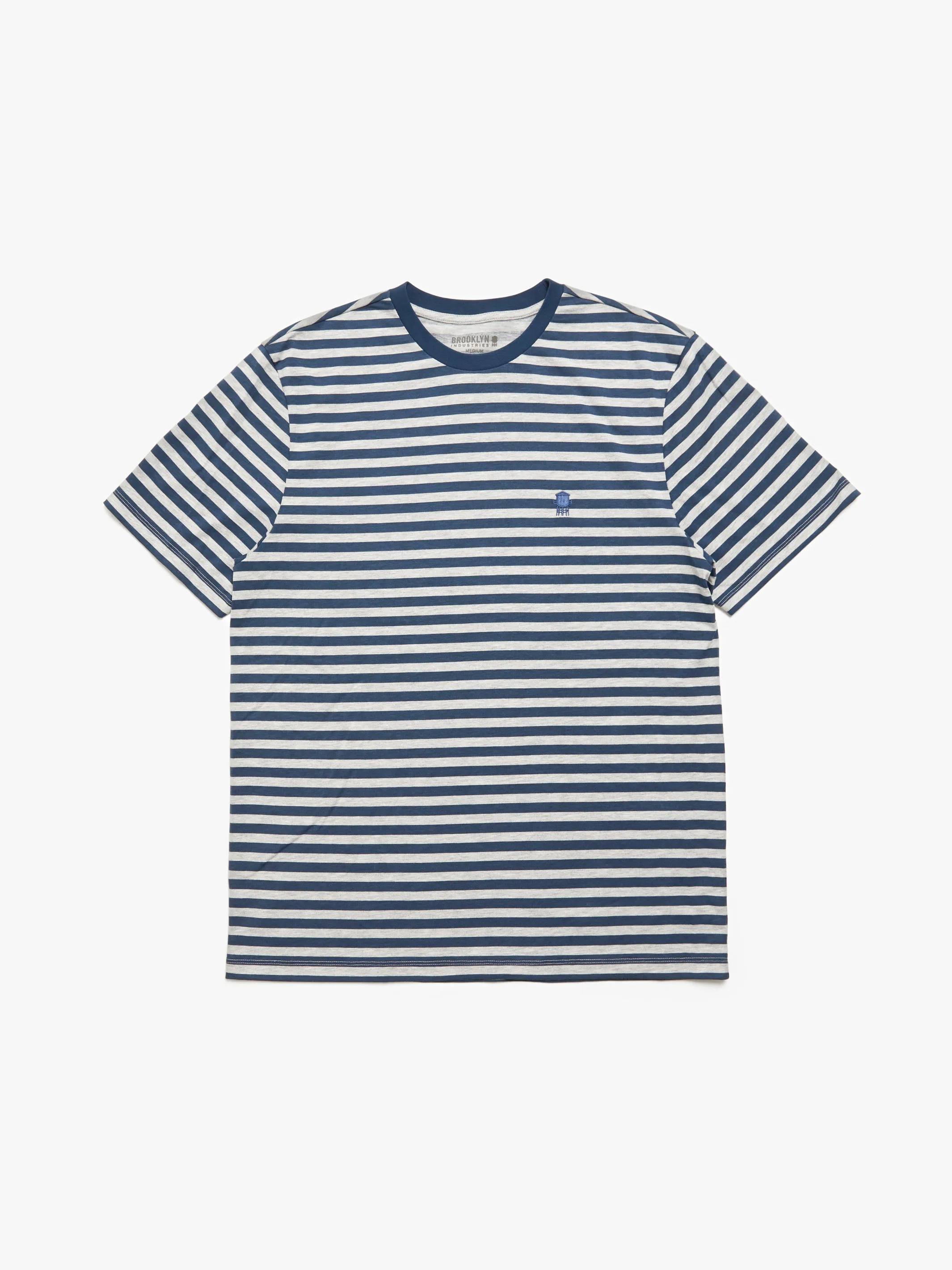 Men's Brooklyn Striped Water Tower T-shirt in Grey Melange sold by Brooklyn Industries