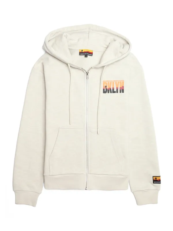 Women's BKLYN Printed Zip-Up Hoodie sold by Brooklyn Industries