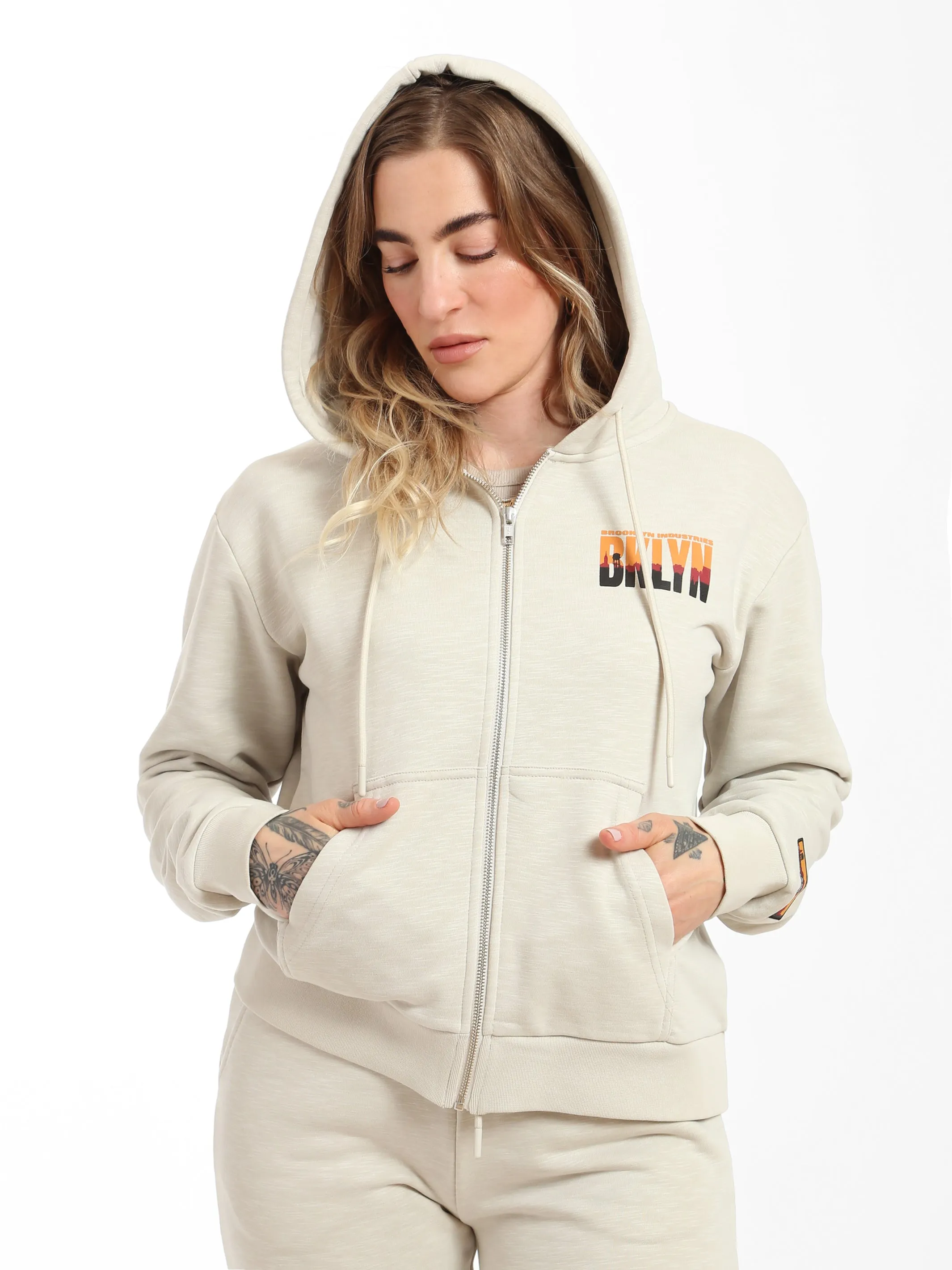 Women's BKLYN Printed Zip-Up Hoodie sold by Brooklyn Industries product image thumbnail 3