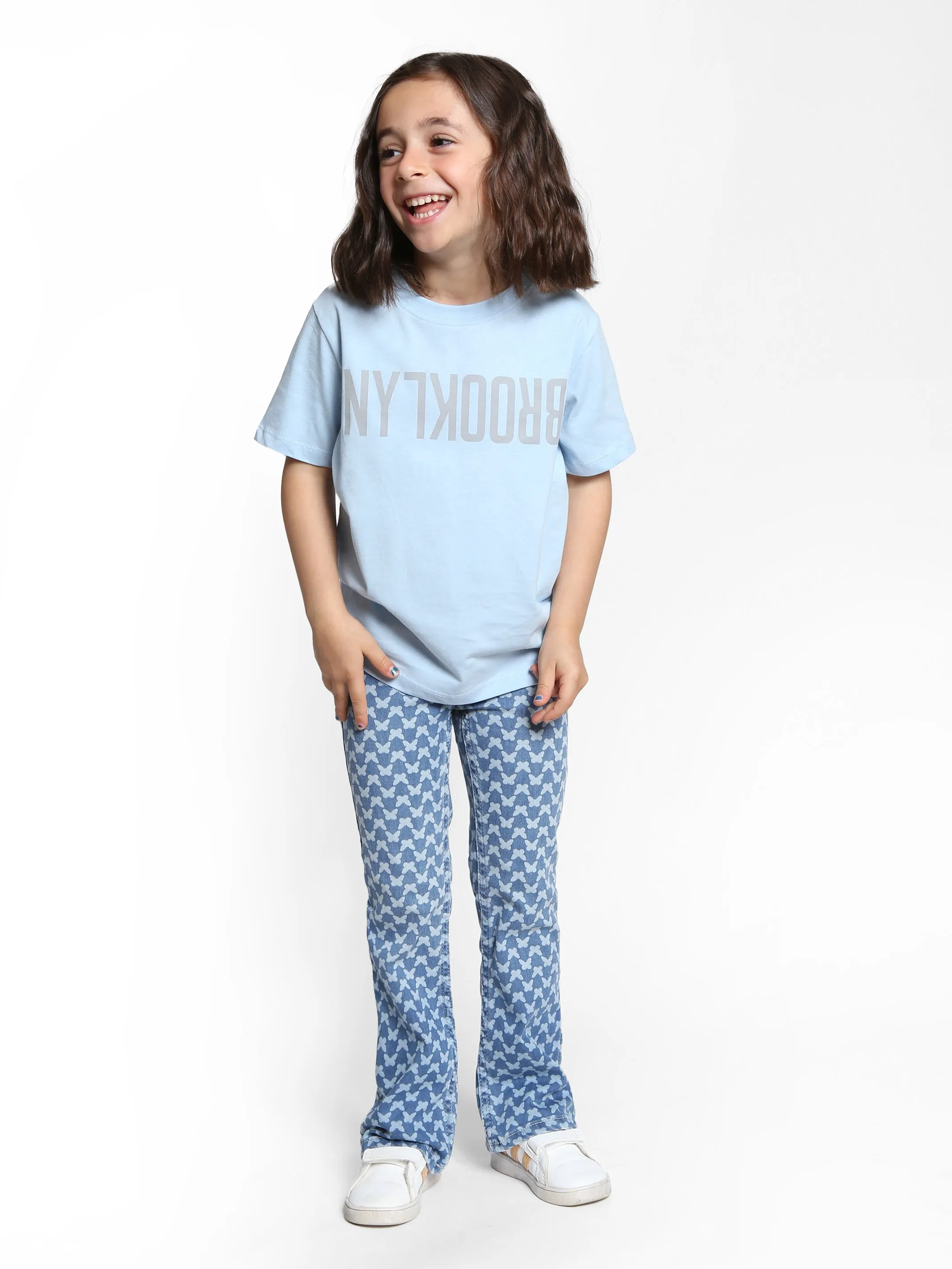 Girl's Reversed Brooklyn T-shirt in Cerulean sold by Brooklyn Industries product image thumbnail 4