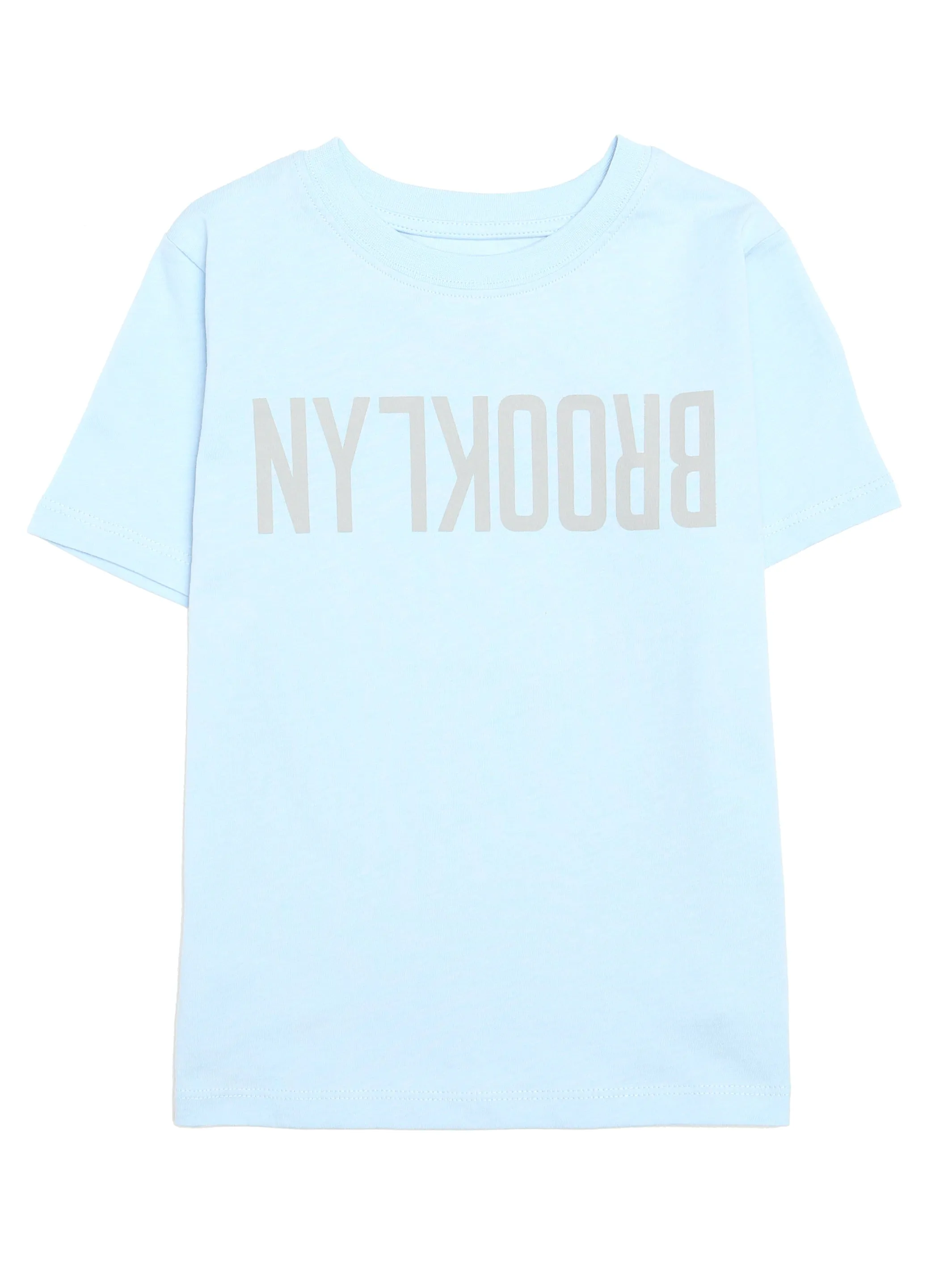 Girl's Reversed Brooklyn T-shirt in Cerulean sold by Brooklyn Industries