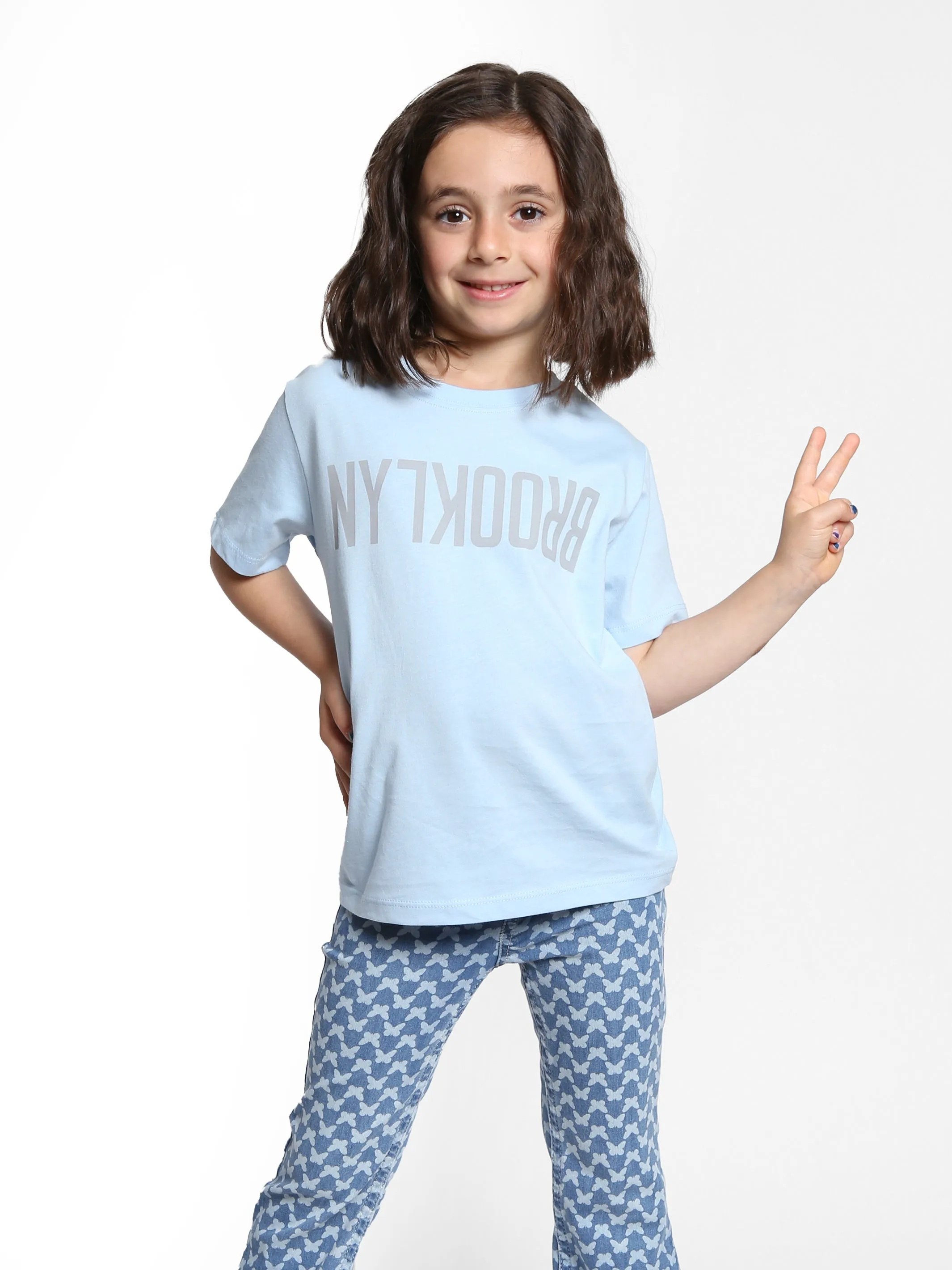 Girl's Reversed Brooklyn T-shirt in Cerulean sold by Brooklyn Industries product image thumbnail 3