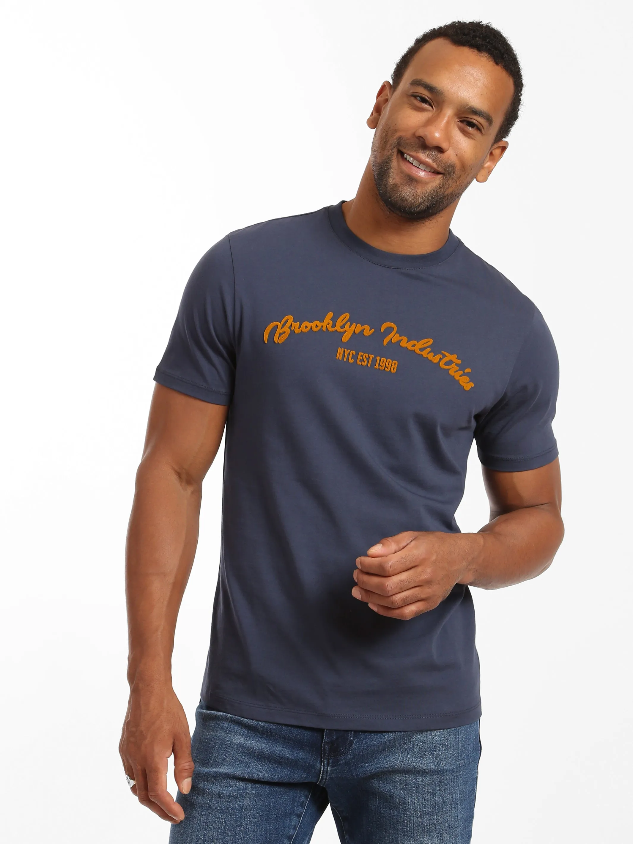 Men's BKI 1998 Crew Neck T-shirt in Mood Indigo sold by Brooklyn Industries product image thumbnail 3