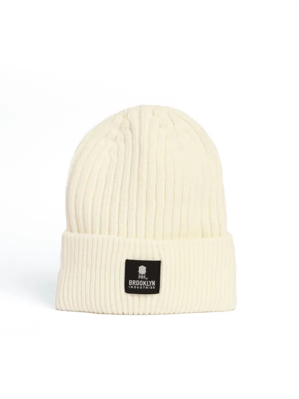Ribbed Beanie Hat in Off White sold by Brooklyn Industries