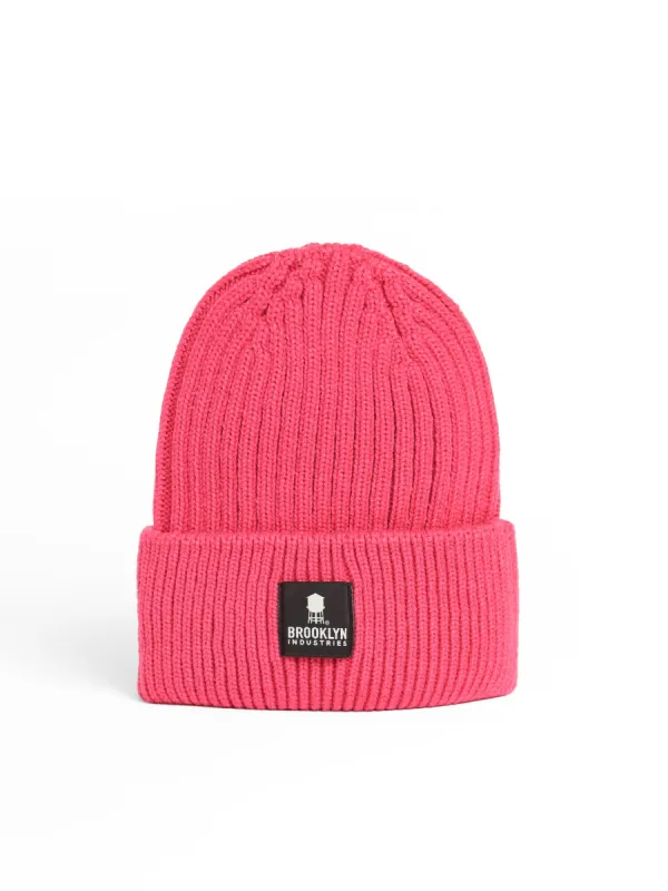 Ribbed Beanie Hat in Pink sold by Brooklyn Industries
