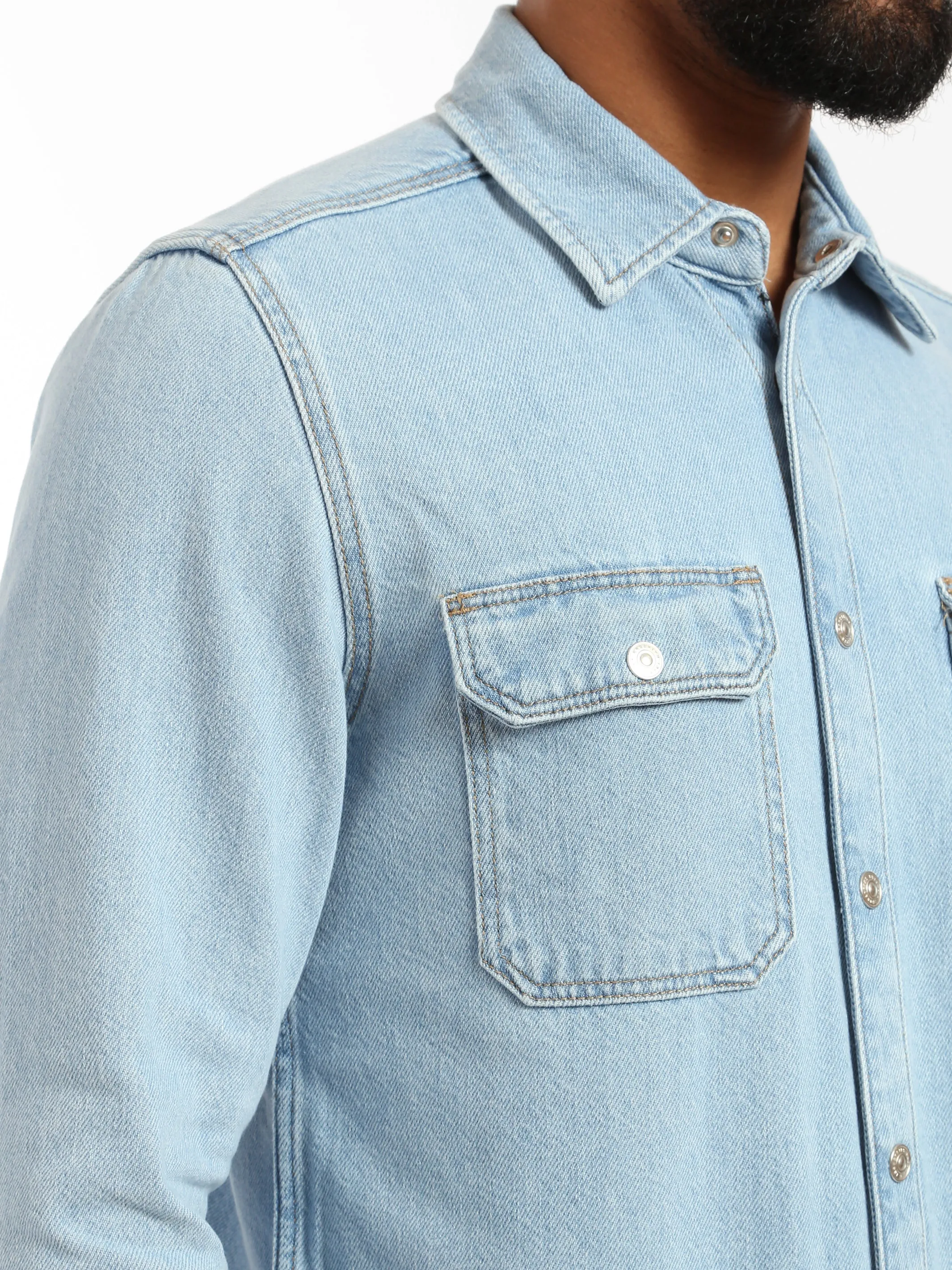 North Denim Shirt in Bleached Denim sold by Brooklyn Industries product image thumbnail 3