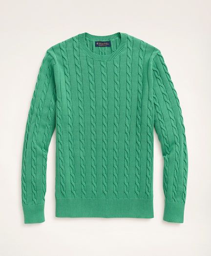 Supima Cotton Cable Crewneck Sweater sold by Brooks Brothers product image thumbnail 3