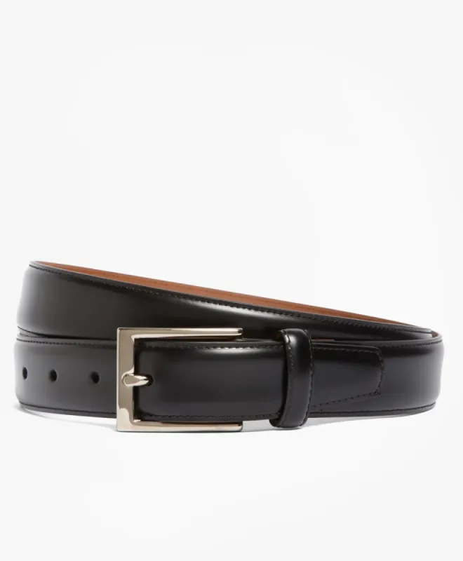 Silver Buckle Leather Dress Belt sold by Brooks Brothers