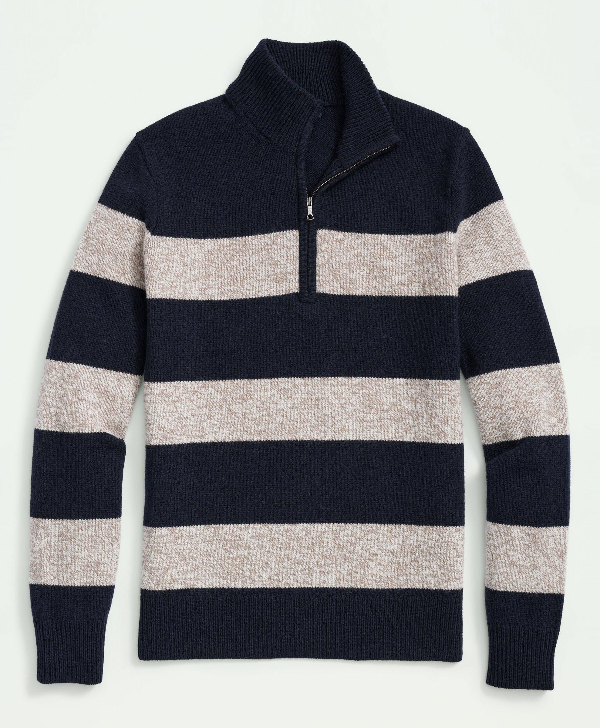 Merino Wool Striped Half-Zip Sweater sold by Brooks Brothers