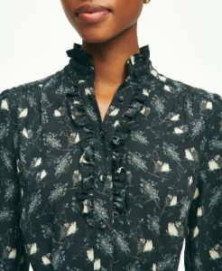 Crepe Owl Print Shirt Dress sold by Brooks Brothers