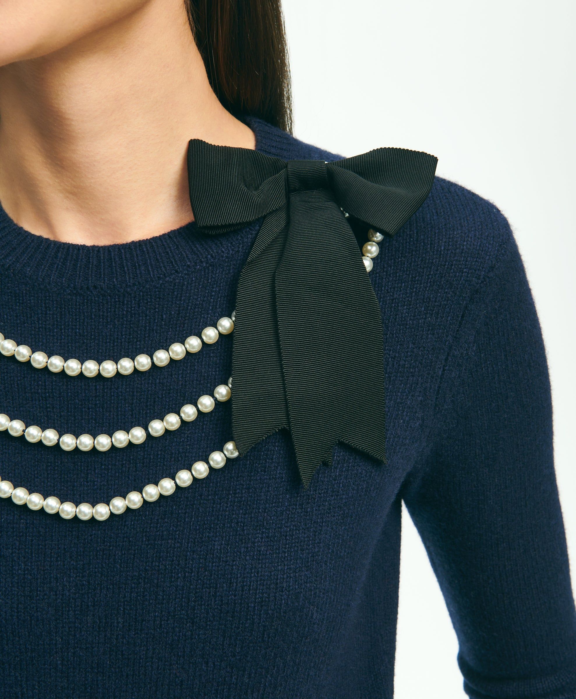 Pearl detailed Merino Cashmere Sweater sold by Brooks Brothers product image thumbnail 3