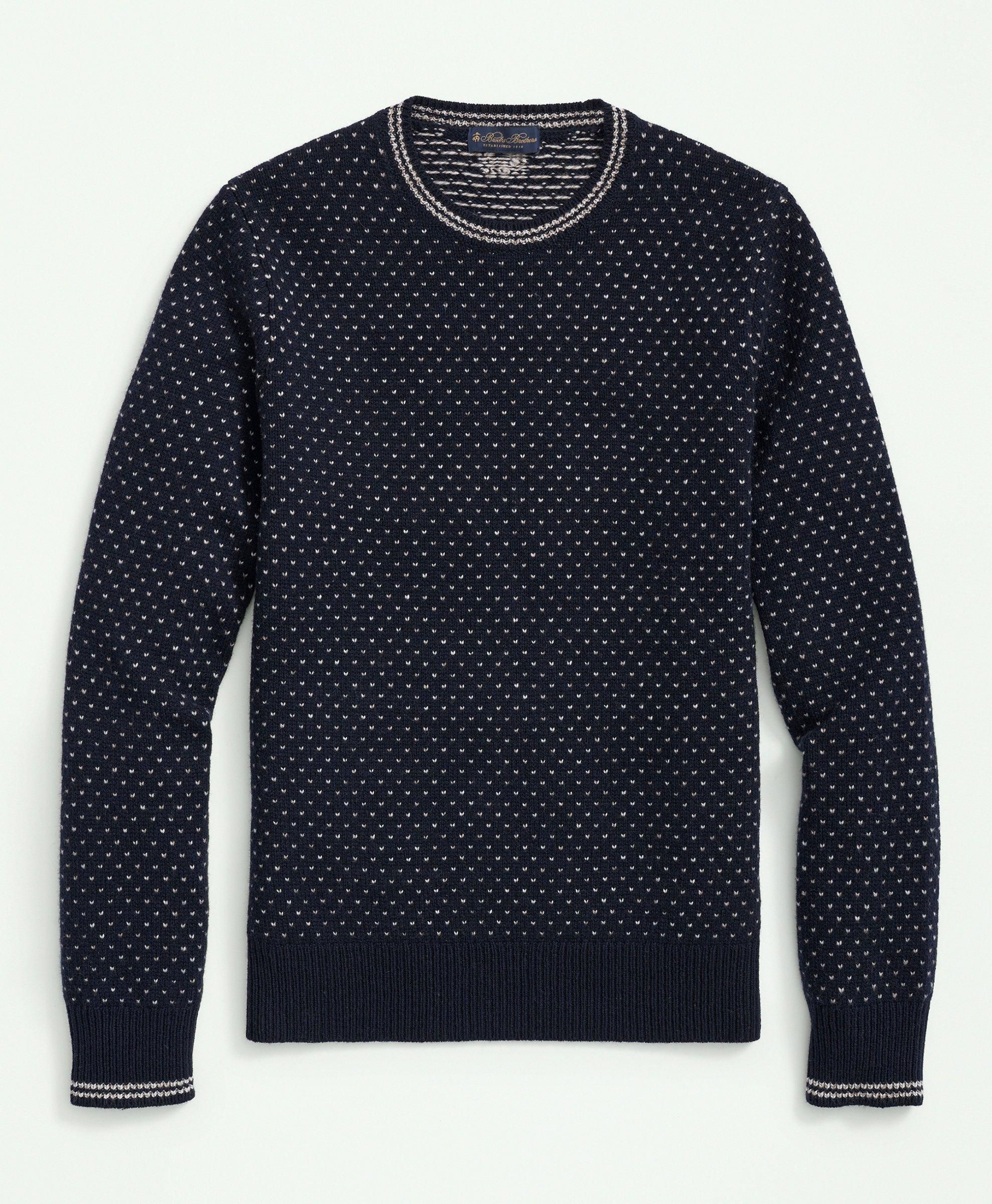Merino Wool Crewneck Dot Jacquard 1818 Sweater sold by Brooks Brothers
