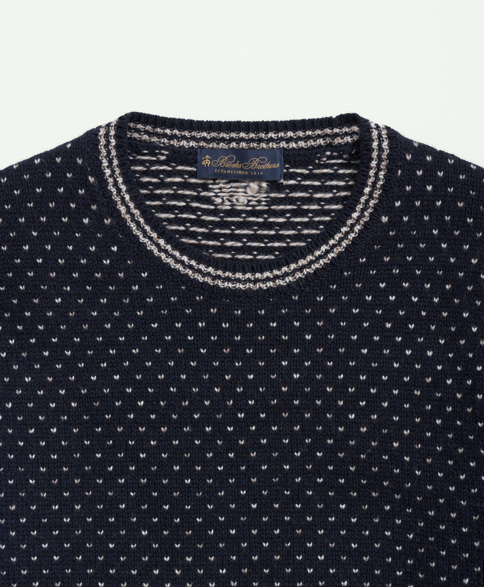 Merino Wool Crewneck Dot Jacquard 1818 Sweater sold by Brooks Brothers product image thumbnail 2
