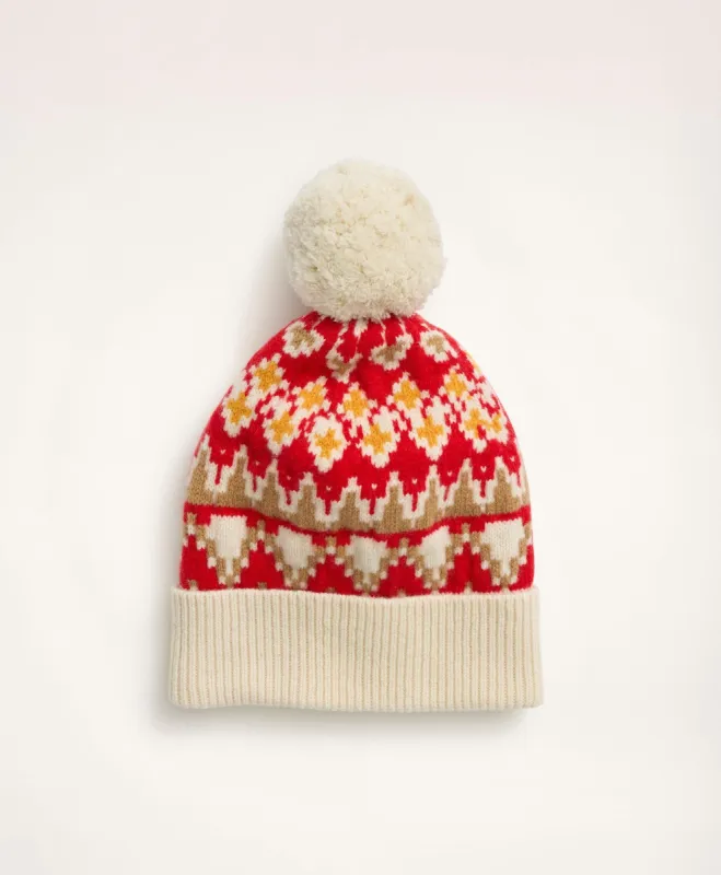 Merino Wool Knit Fair Isle Pom Pom Hat sold by Brooks Brothers