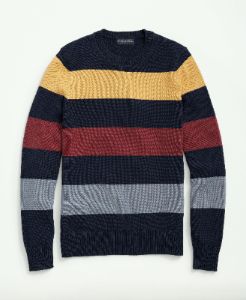 Cotton Crewneck Rugby Stripe Sweater sold by Brooks Brothers