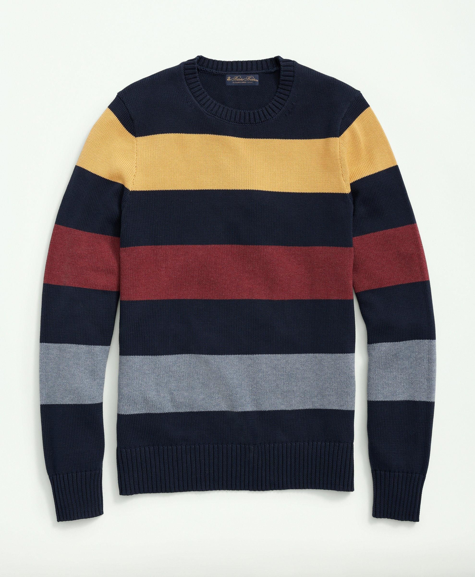 Cotton Crewneck Rugby Stripe Sweater sold by Brooks Brothers