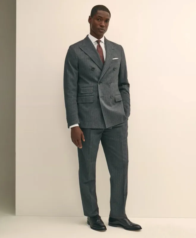 Classic Fit Cotton Herringbone Suit Pants made by Brooks Brothers