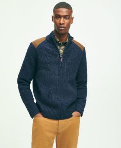 Lambswool Ribbed Half-Zip Military Sweater sold by Brooks Brothers