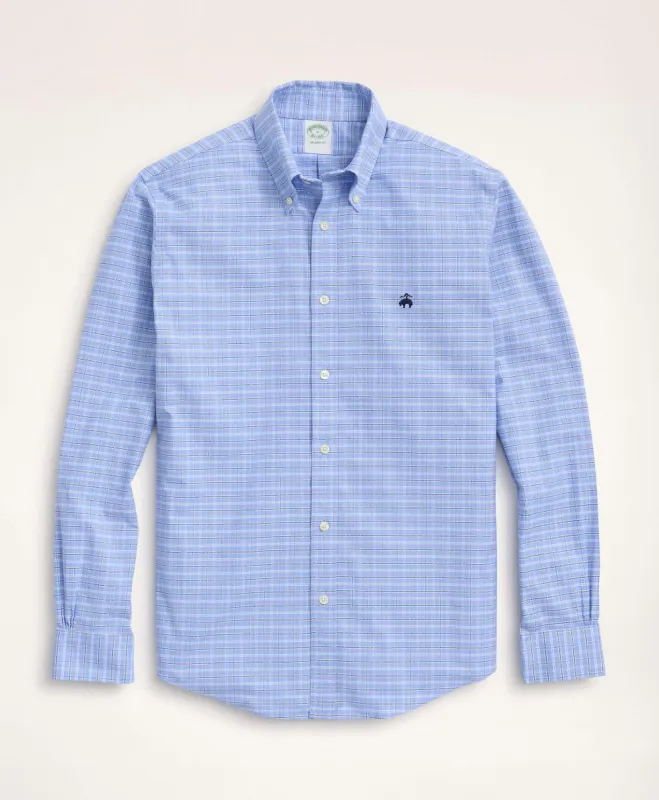 Milano Slim-Fit Sport Shirt, Non-Iron Oxford Button-Down Collar Ground Check sold by Brooks Brothers