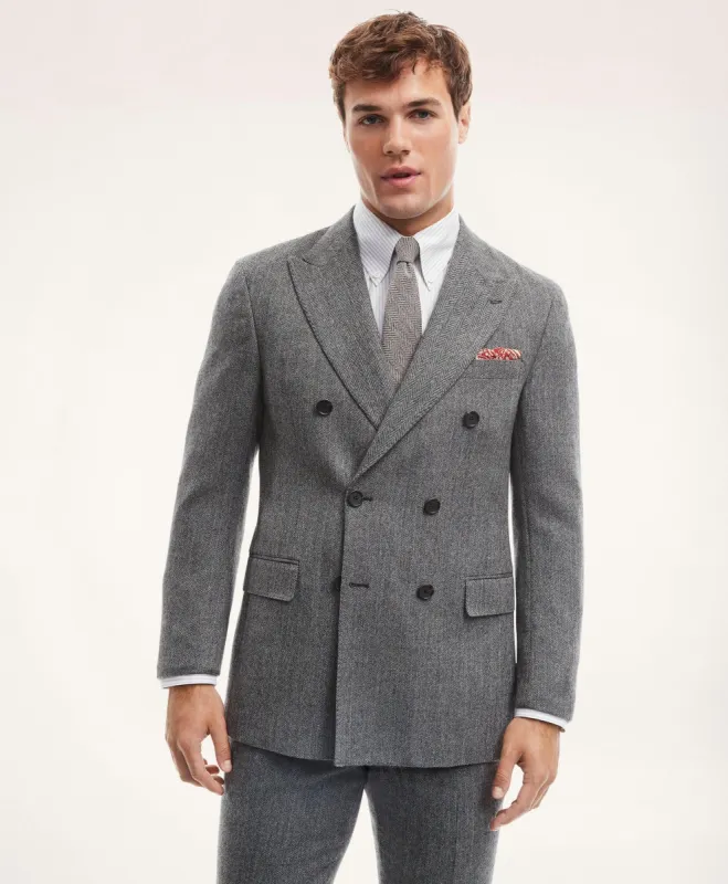 Regent Fit Lambswool Double-Breasted Herringbone Suit Jacket sold by Brooks Brothers