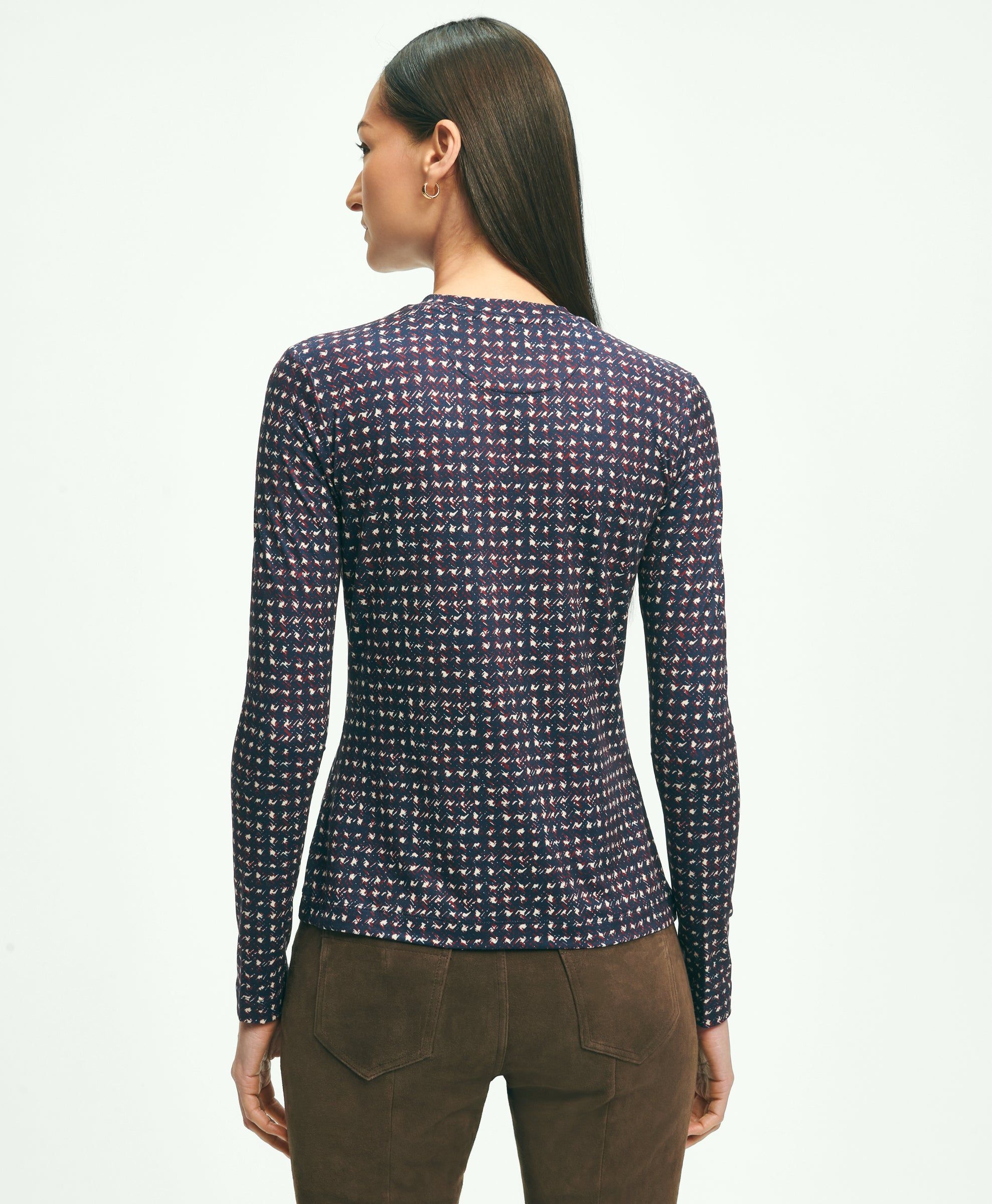Jersey Abstract Plaid Print Long-Sleeve T-Shirt sold by Brooks Brothers product image thumbnail 4