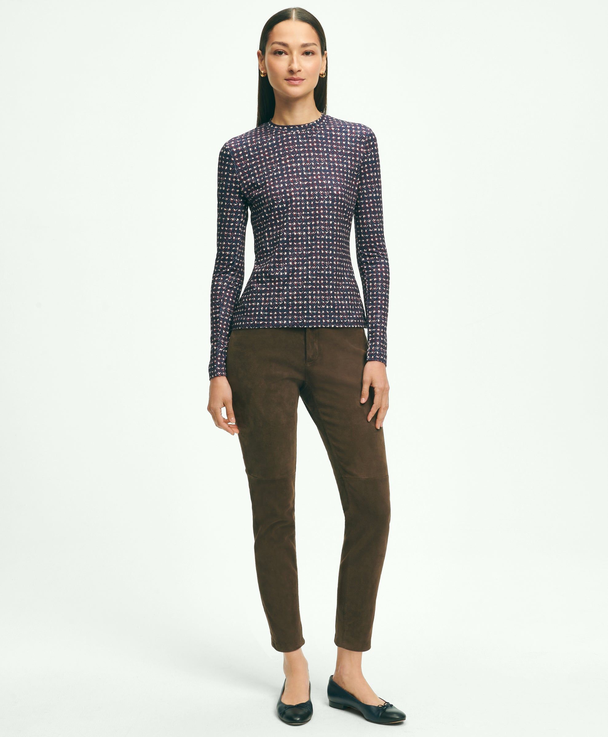 Jersey Abstract Plaid Print Long-Sleeve T-Shirt sold by Brooks Brothers product image thumbnail 2