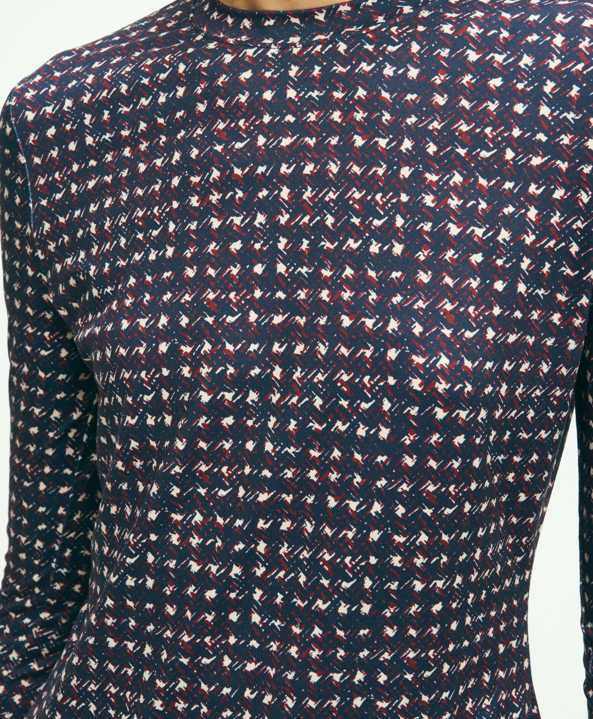Jersey Abstract Plaid Print Long-Sleeve T-Shirt sold by Brooks Brothers product image thumbnail 3